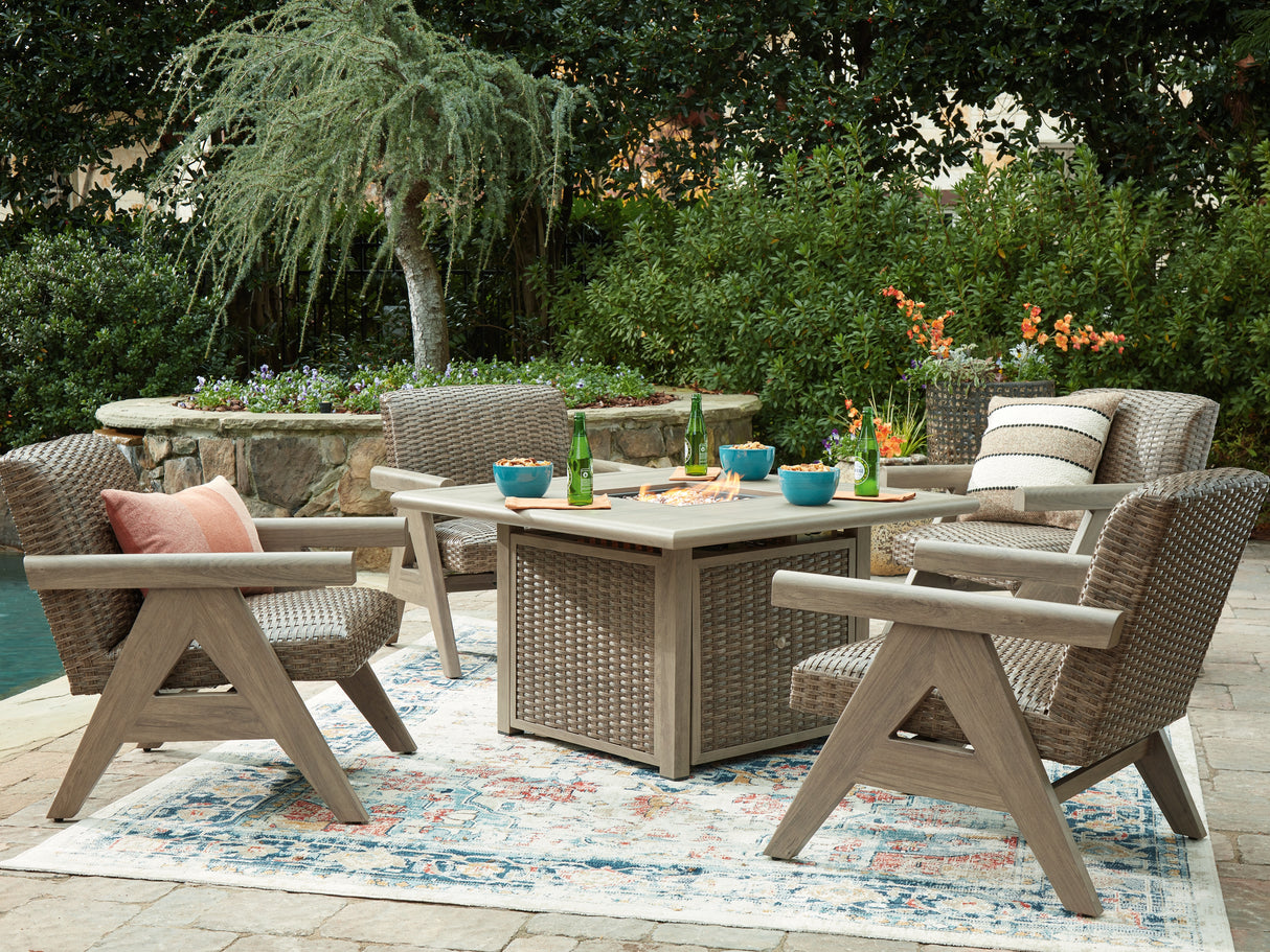 Cliff Trails 5-Piece Outdoor Fire Pit Table and 4 Chairs