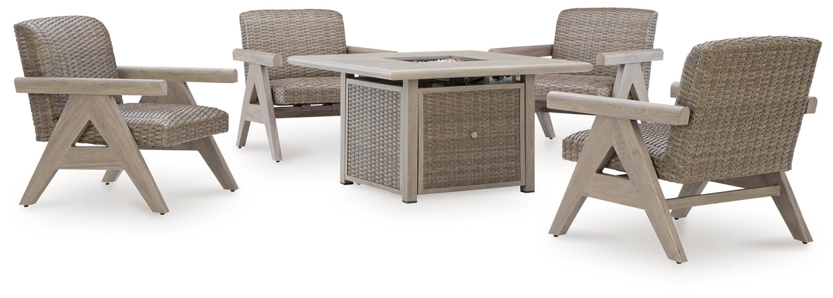 Cliff Trails 5-Piece Outdoor Fire Pit Table and 4 Chairs