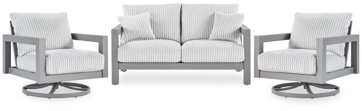 Hurley Park 3-Piece Outdoor Loveseat with 2 Lounge Chairs