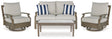 Rainier Ranch 4-Piece Outdoor Loveseat and 2 Chairs with Coffee Table (Outdoor Loveseat with Cushion, Outdoor Swivel Glider Chair with Cushion, Outdoor Swivel Glider Chair with Cushion, Outdoor Coffee Table)