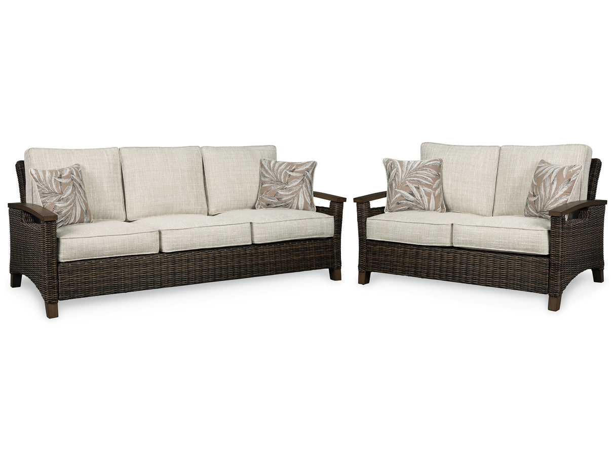 Paradise Trail 2-Piece Outdoor Sofa and Loveseat (Sofa with Cushion, Loveseat with Cushion)