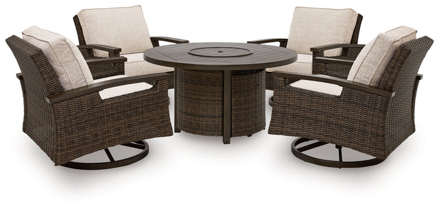 Monterey Point 3-Piece Outdoor Fire Pit Table and 4 Chairs (Outdoor Fire Pit Table, Outdoor Swivel Lounge Chair (Set of 2), Outdoor Swivel Lounge Chair (Set of 2))