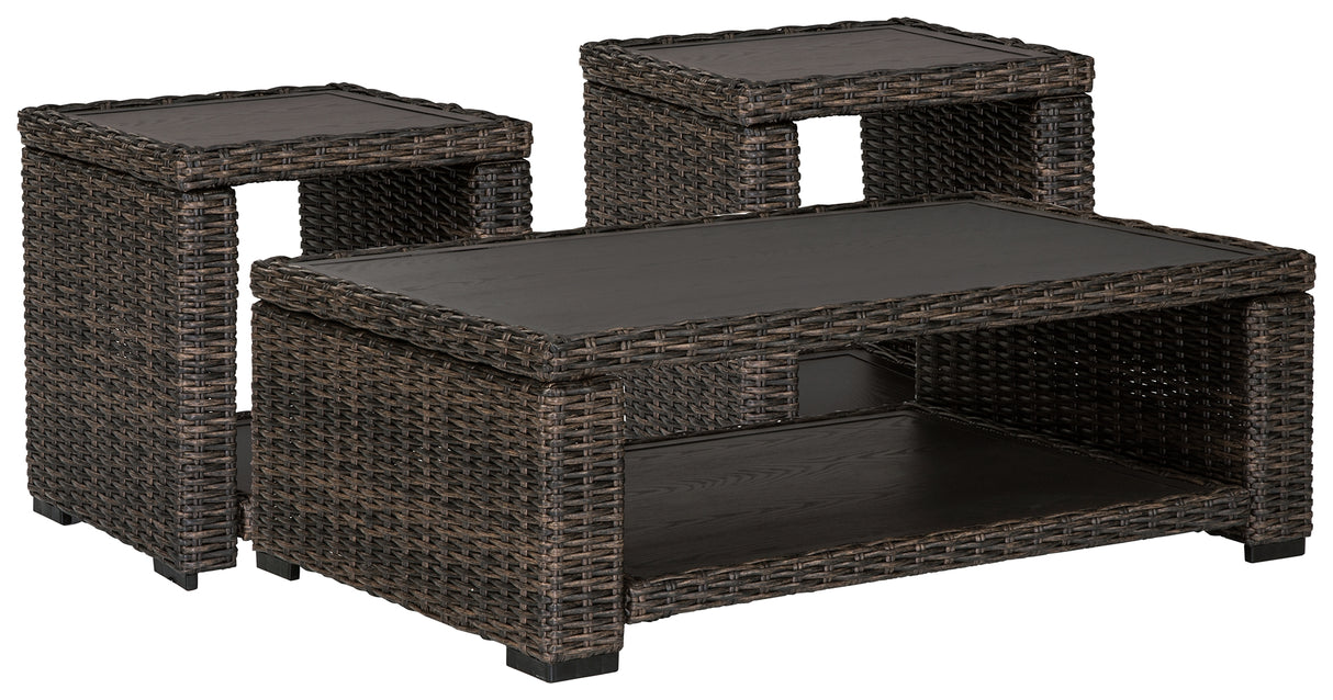 Grasson Lane 3-Piece Outdoor Coffee Table with 2 End Tables (Coffee Table, End Table, End Table)
