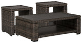 Grasson Lane 3-Piece Outdoor Coffee Table with 2 End Tables (Coffee Table, End Table, End Table)