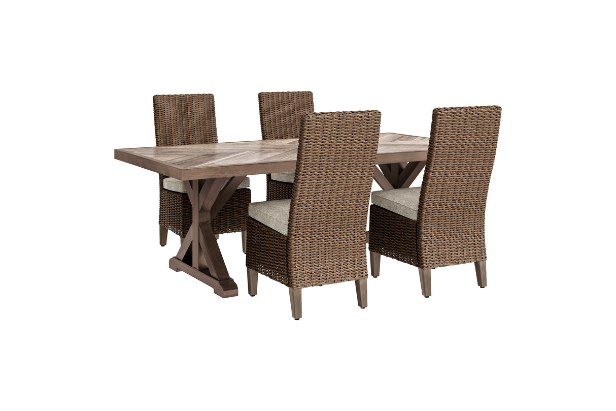Beachcroft 3-Piece Outdoor Dining Table and 4 Chairs (Outdoor Dining Table, Outdoor Side Chair with Cushion (Set of 2), Outdoor Side Chair with Cushion (Set of 2))