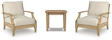 Clare View 3-Piece 2 Outdoor Chairs with End Table (Lounge Chair with Cushion, Lounge Chair with Cushion, Gerianne End Table)