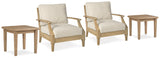 Clare View 4-Piece 2 Outdoor Lounge Chairs with 2 End Tables (Gerianne End Table, Gerianne End Table, Lounge Chair with Cushion, Lounge Chair with Cushion)