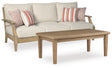 Clare View 2-Piece Outdoor Sofa with Coffee Table (Gerianne Coffee Table, Sofa with Cushion)