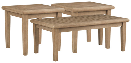 Gerianne 3-Piece Outdoor Coffee Table with 2 End Tables (Coffee Table, End Table, End Table)