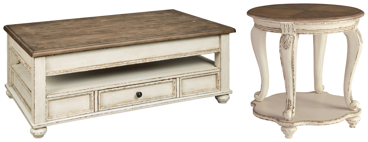 Realyn 2-Piece Coffee Table with 1 End Table (Coffee Table with Lift Top, End Table)