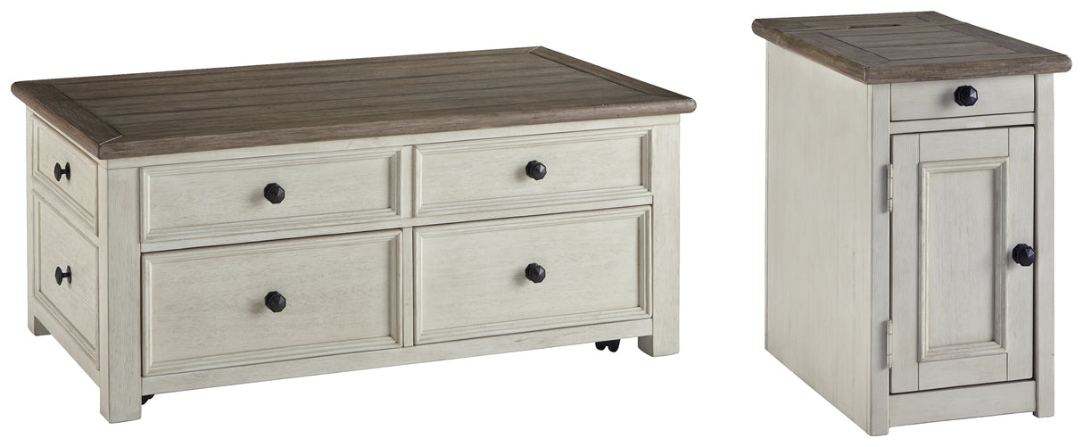 Bolanburg 2-Piece Coffee Table with 1 End Table (Coffee Table with Lift Top, Chairside End Table with USB Ports & Outlets)