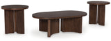Korestone 3-Piece Coffee Table with 2 End Tables (Coffee Table, End Table, End Table)