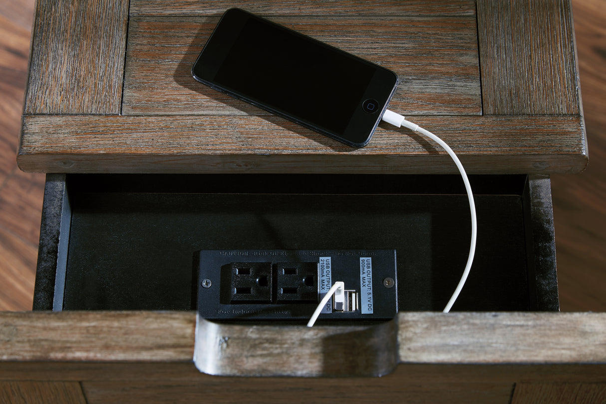 Tyler Creek 2-Piece Coffee Table with 1 End Table (Coffee Table with Lift Top, Chairside End Table with USB Ports & Outlets)