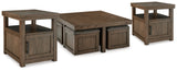 Boardernest 3-Piece Coffee Table with 2 End Tables (Coffee Table with 4 Stools, End Table, End Table)