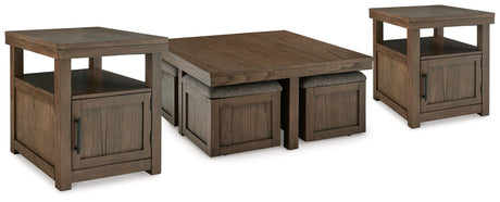 Boardernest 3-Piece Coffee Table with 2 End Tables (Coffee Table with 4 Stools, End Table, End Table)