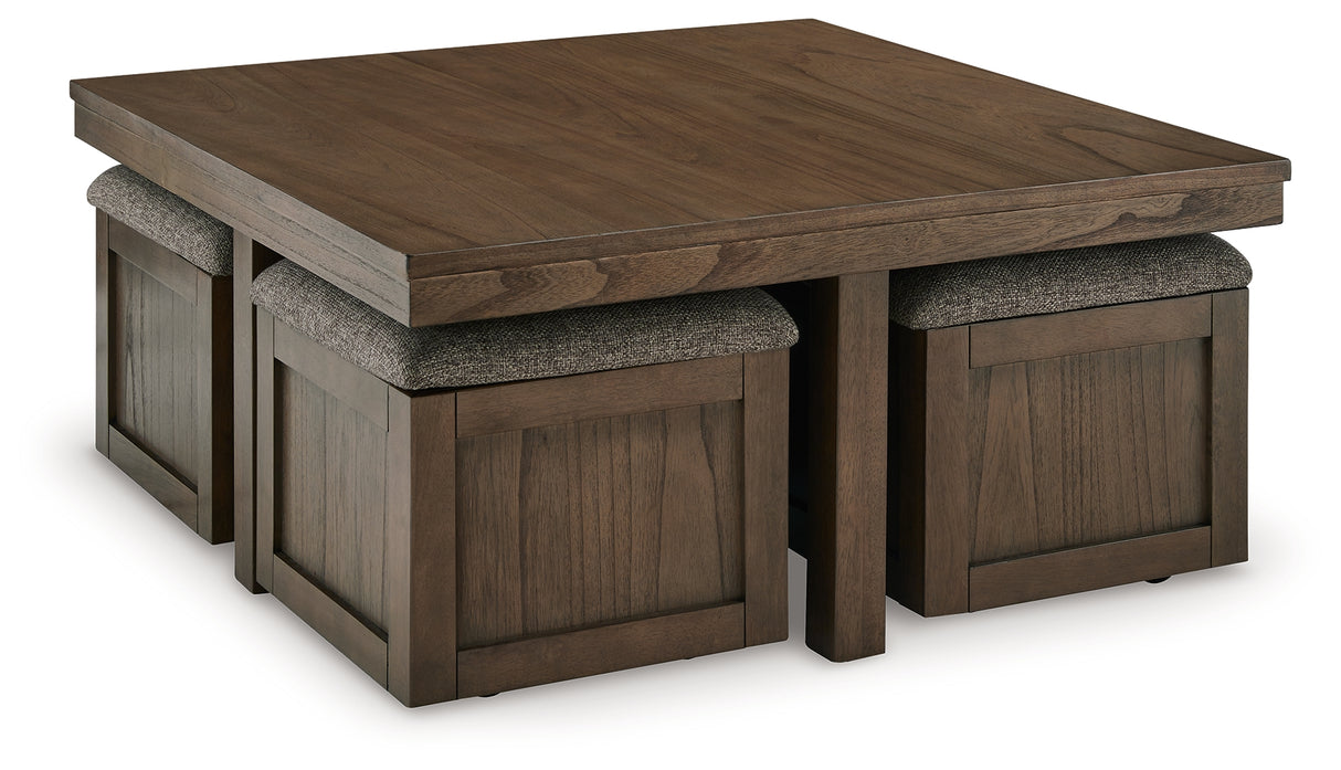 Boardernest 3-Piece Coffee Table with 2 End Tables (Coffee Table with 4 Stools, End Table, End Table)