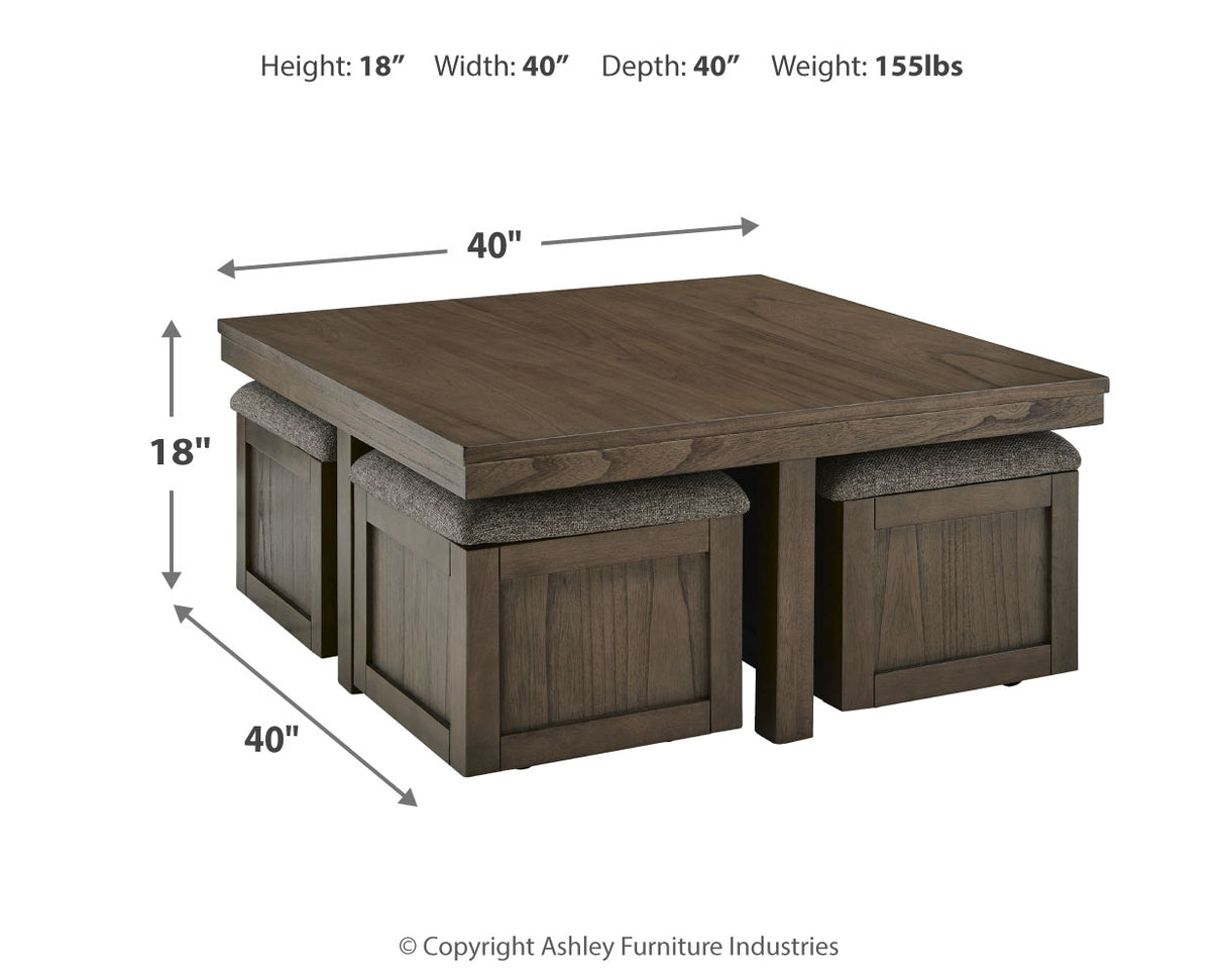 Boardernest 2-Piece Coffee Table with 1 End Table (Coffee Table with 4 Stools, End Table)