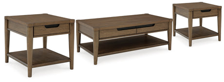 Roanhowe 3-Piece Coffee Table with 2 End Tables (Coffee Table, End Table, End Table)