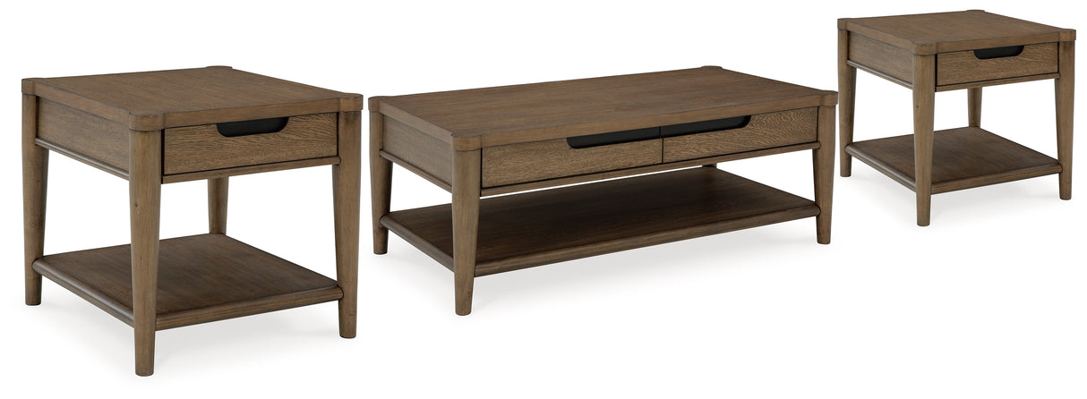 Roanhowe 3-Piece Coffee Table with 2 End Tables (Coffee Table, End Table, End Table)