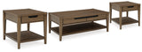 Roanhowe 3-Piece Coffee Table with 2 End Tables (Coffee Table, End Table, End Table)
