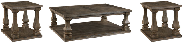 Johnelle 3-Piece Coffee Table with 2 End Tables (Coffee Table, End Table, End Table)