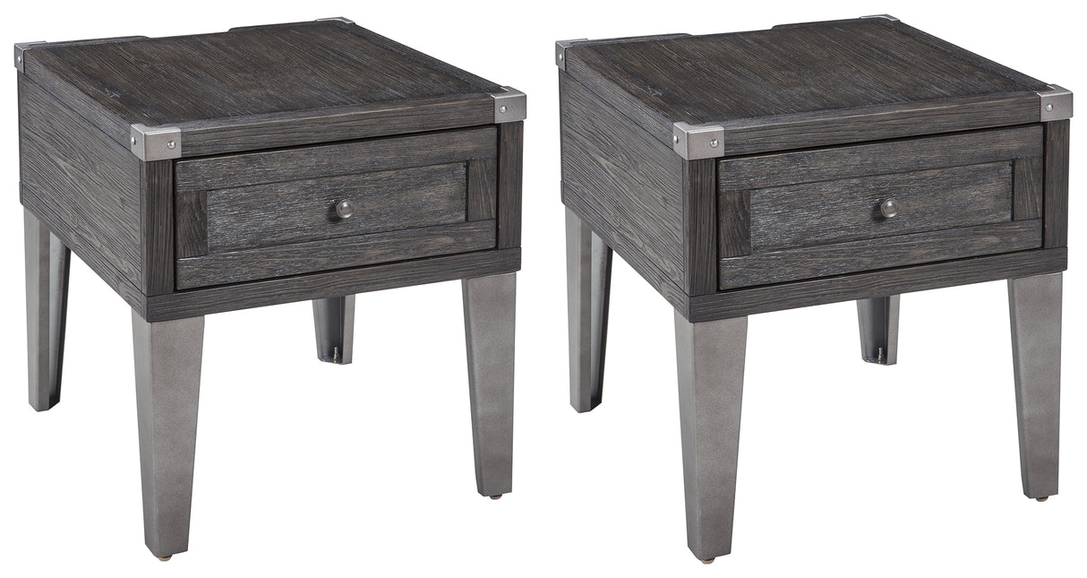 Todoe 2-Piece 2 End Tables (End Table with USB Ports & Outlets, End Table with USB Ports & Outlets)