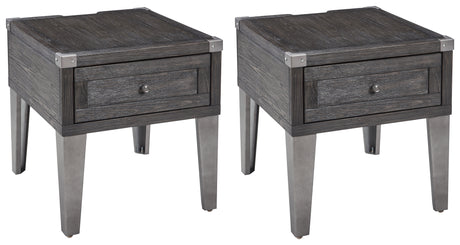 Todoe 2-Piece 2 End Tables (End Table with USB Ports & Outlets, End Table with USB Ports & Outlets)