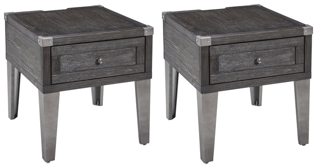 Todoe 2-Piece 2 End Tables (End Table with USB Ports & Outlets, End Table with USB Ports & Outlets)