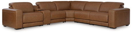Magic Man 6-Piece Power Reclining Sectional with Console (Color: Caramel)