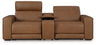 Magic Man 2-Piece Power Reclining Sectional Loveseat with Console (Color: Caramel)