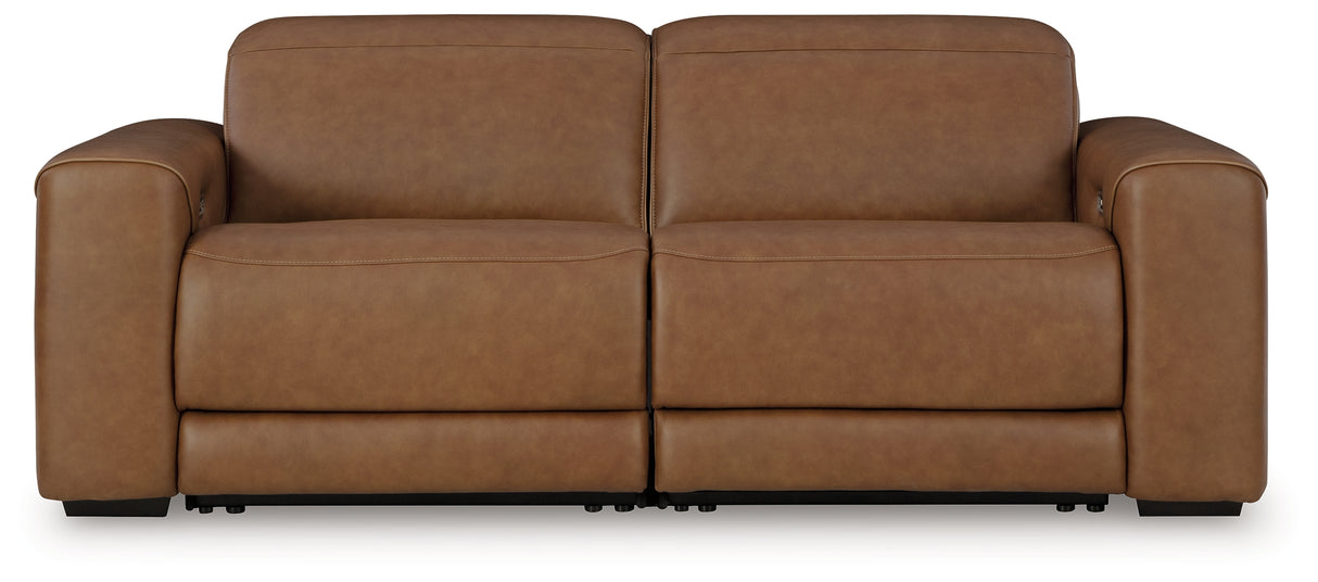Magic Man 2-Piece Power Reclining Sectional Loveseat (Color: Caramel)