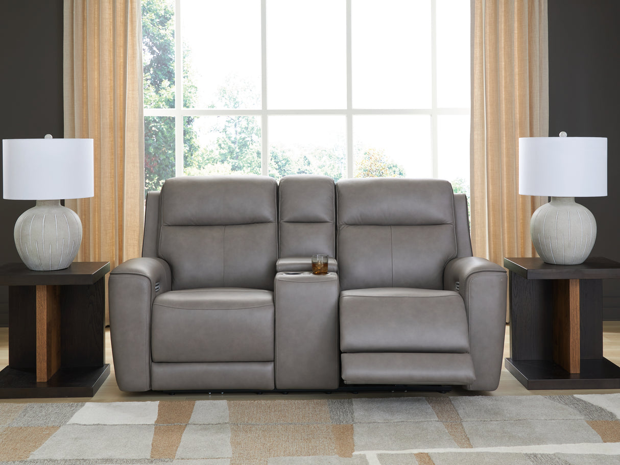 5Z-Comfort Power Reclining Loveseat with Console (Color: Coin)