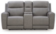5Z-Comfort Power Reclining Loveseat with Console (Color: Coin)
