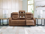 Knightington Power Reclining Sofa with Audio Seating (Color: Caramel)