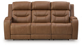 Knightington Power Reclining Sofa with Audio Seating (Color: Caramel)
