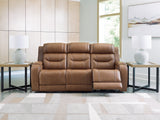 Knightington Power Reclining Sofa with Audio Seating (Color: Caramel)