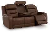 Knightington Power Reclining Sofa with Audio Seating (Color: Brown)