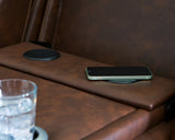 Knightington Power Reclining Sofa with Audio Seating (Color: Brown)