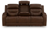 Knightington Power Reclining Sofa with Audio Seating (Color: Brown)