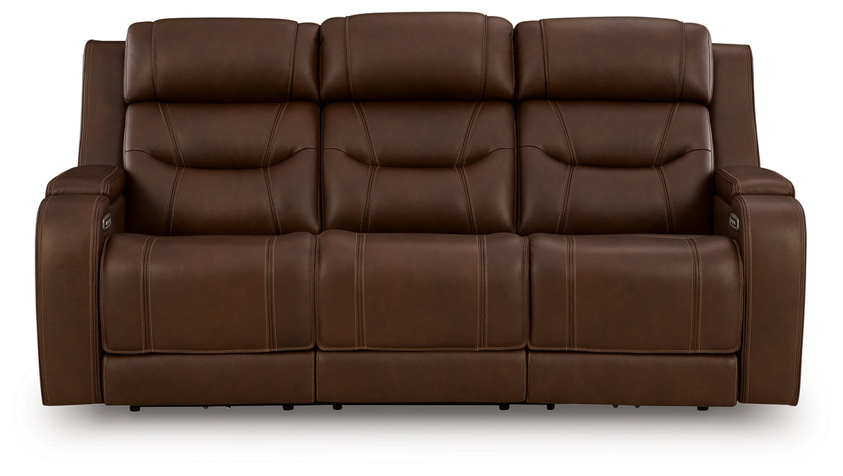 Knightington Power Reclining Sofa with Audio Seating (Color: Brown)