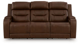 Knightington Power Reclining Sofa with Audio Seating (Color: Brown)