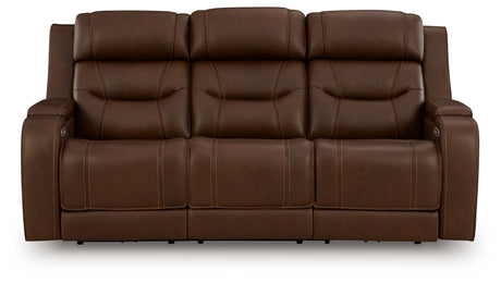 Knightington Power Reclining Sofa with Audio Seating (Color: Brown)