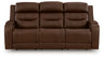 Knightington Power Reclining Sofa with Audio Seating (Color: Brown)