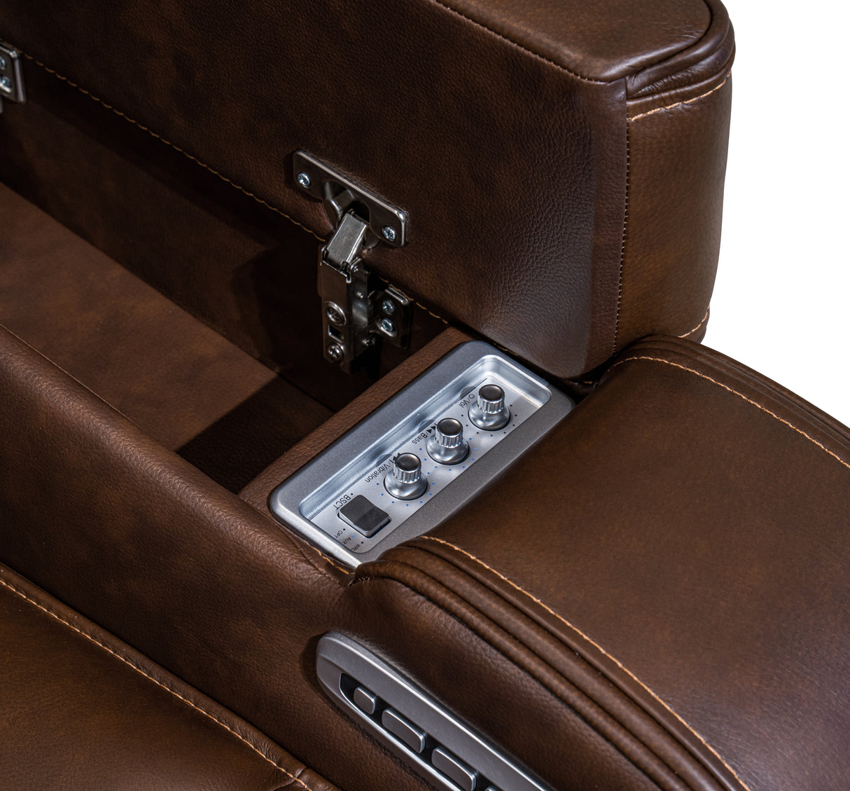 Knightington Power Recliner with Audio Seating (Color: Brown)