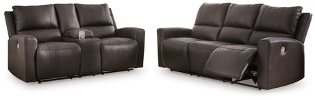 Boxmere 2-Piece Sofa and Loveseat (Power Reclining Sofa, Power Reclining Loveseat with Console)