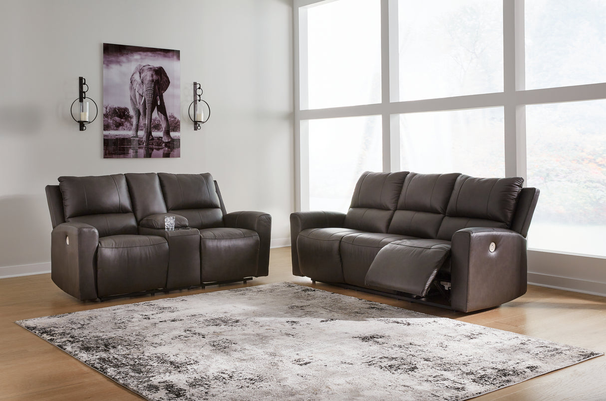 Boxmere 2-Piece Sofa and Loveseat (Power Reclining Sofa, Power Reclining Loveseat with Console)