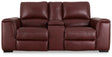 Alessandro Power Reclining Loveseat with Console (Color: Garnet)