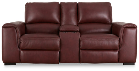 Alessandro Power Reclining Loveseat with Console (Color: Garnet)