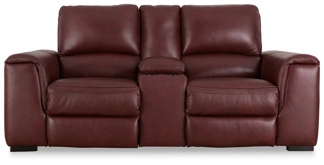 Alessandro Power Reclining Loveseat with Console (Color: Garnet)