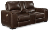 Alessandro Power Reclining Loveseat with Console (Color: Walnut)